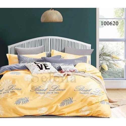 Комплект постельного белья "Листья лимонные" евростандарт 100620-030