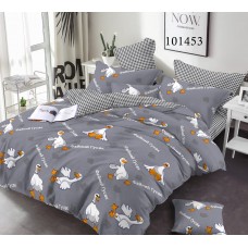 Комплект постельного белья "Файний гусак Grey" полуторный с простыней на резинке 101453-310