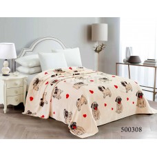 Плед Мопсики полуторный 500308