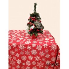 Скатерть "Снежинки red" ТМ Selena из поплина 450103-140 110х145 см