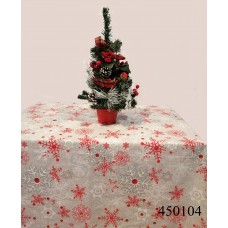 Скатерть "Снежинки red" ТМ Selena из поплина 450104-140 110х145 см